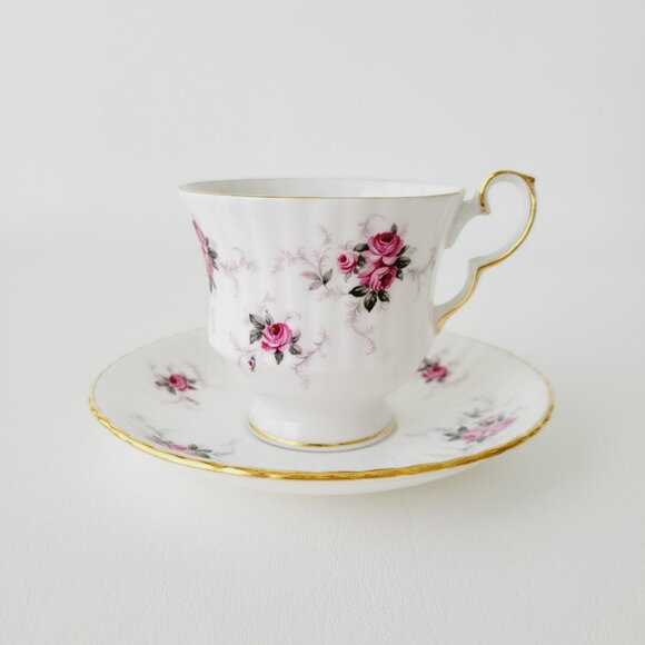 Vintage Princess House Teacup & Saucer, 2 Sets, Windsor Rose, Shabby Chic Floral - Picture 3 of 15
